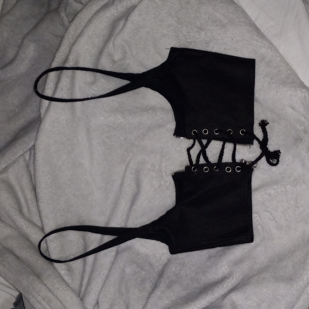 Black lace up corset